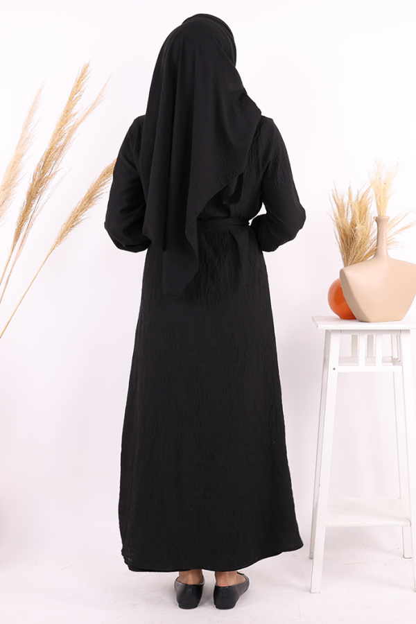 Şallı Elbiseli Abaya Takım 3883 Siyah - 3