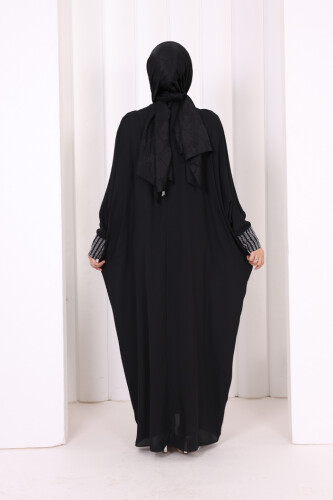 Taş Detaylı Yarasakol Elbise 3917 Siyah - 3