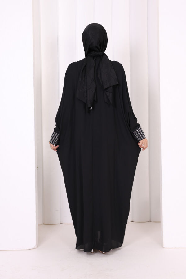 Taş Detaylı Yarasakol Elbise 3917 Siyah - 3