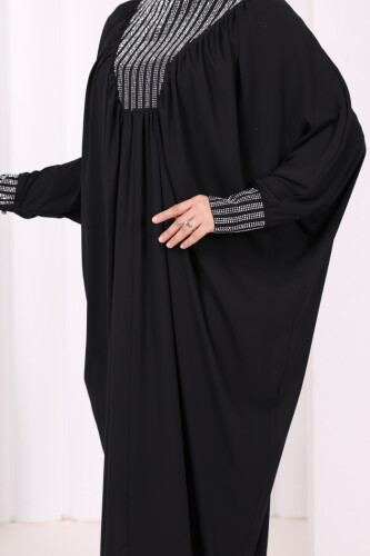 Taş Detaylı Yarasakol Elbise 3917 Siyah - 5