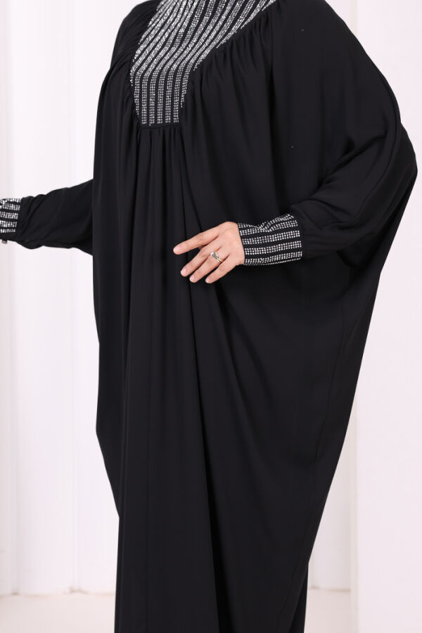 Taş Detaylı Yarasakol Elbise 3917 Siyah - 5