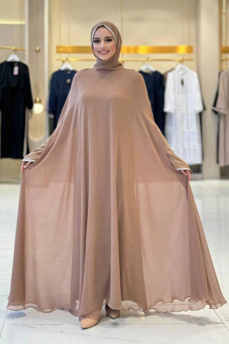 Elbise Abaya Takım 3921 Vizon - Bym Fashion