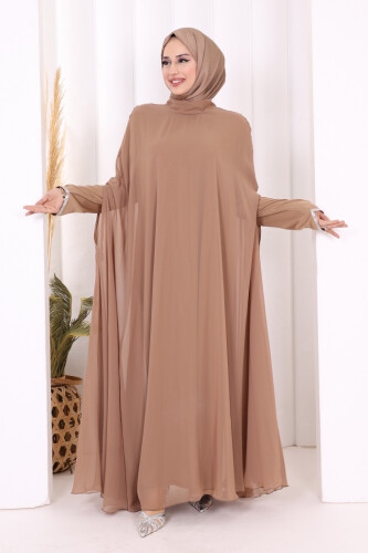 Elbise Abaya Takım 3921 Vizon
