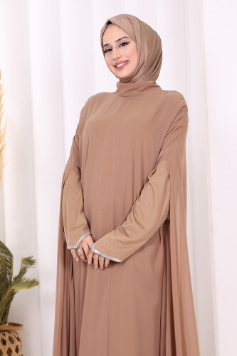 Elbise Abaya Takım 3921 Vizon - 5