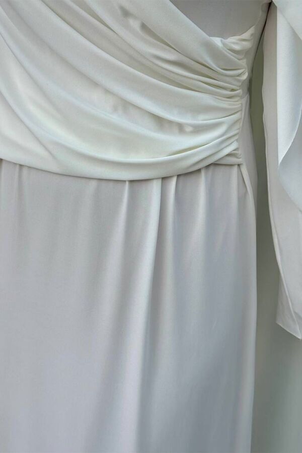 Şallı Drape Detaylı Sandy Elbise 3922 Ekru - 4