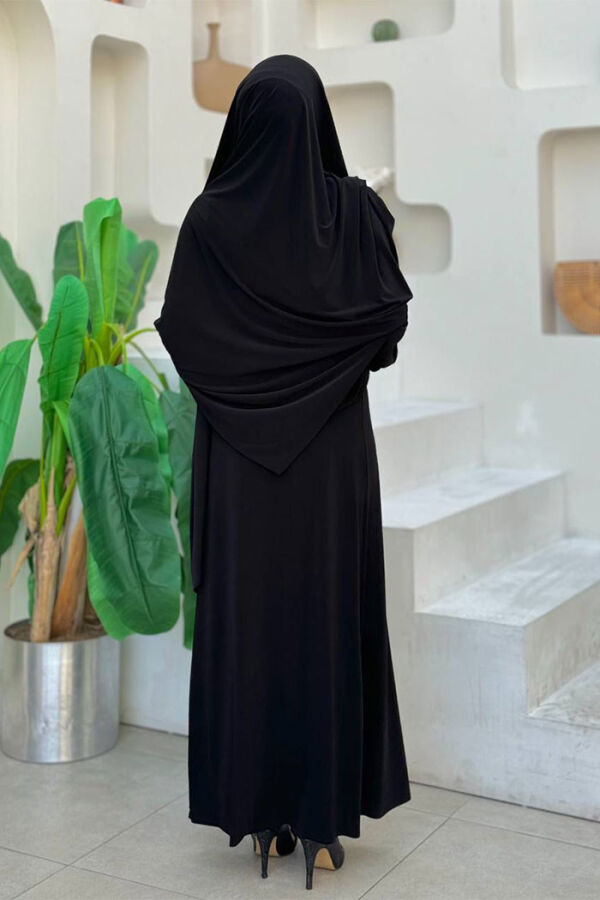 Şallı Drape Detaylı Sandy Elbise 3922 Siyah - 2