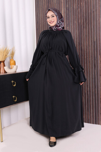 Kol Fırfır Detaylı Elbise 3925 Siyah 