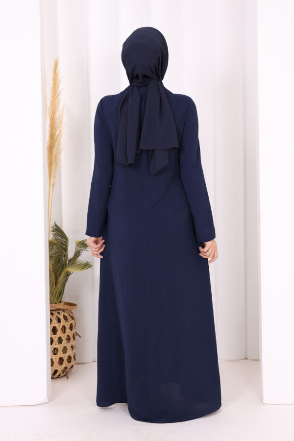 Çıt Çıt Düğme Detaylı Elbise 3928 Lacivert - 4