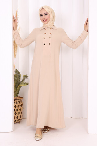 Çıt Çıt Düğme Detaylı Elbise 3928 Taş 