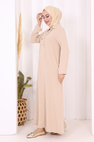 Çıt Çıt Düğme Detaylı Elbise 3928 Taş - 2