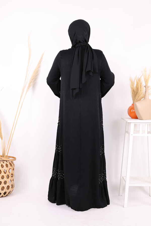 Taş İşleme Detaylı Elbise 3933 Siyah - 4