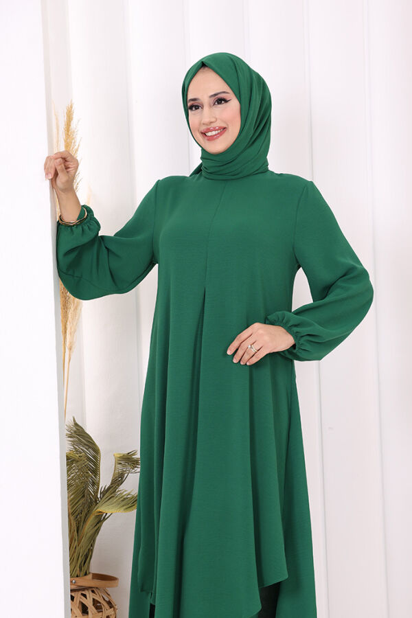 Verevli Tunik, Pantolon Takım Şal  HEDİYE   3937 Zümrüt - 4