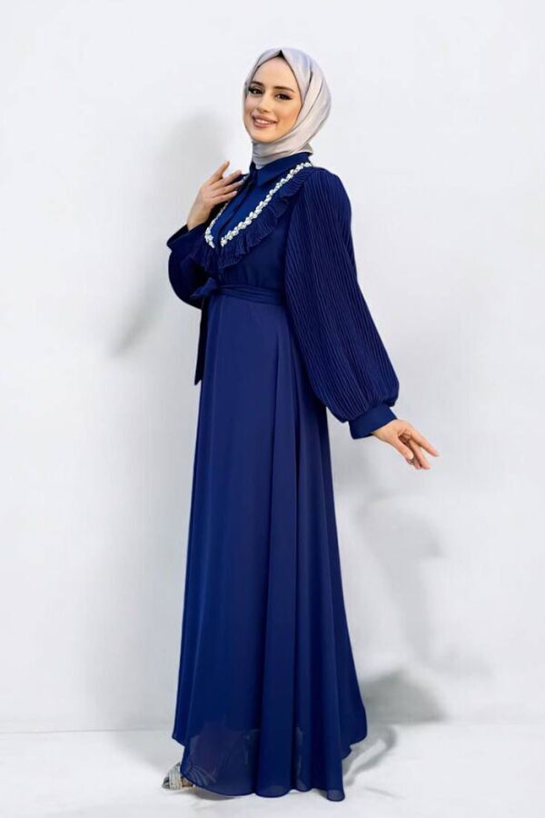 Pilise Kol Detaylı Elbise 3949 Lacivert - 3