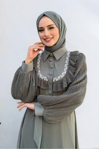 Pilise Kol Detaylı Elbise 3949 Mint - 4