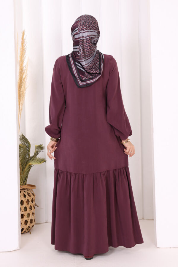 Bağlama Detaylı Elbise 3974 Bordo - 3