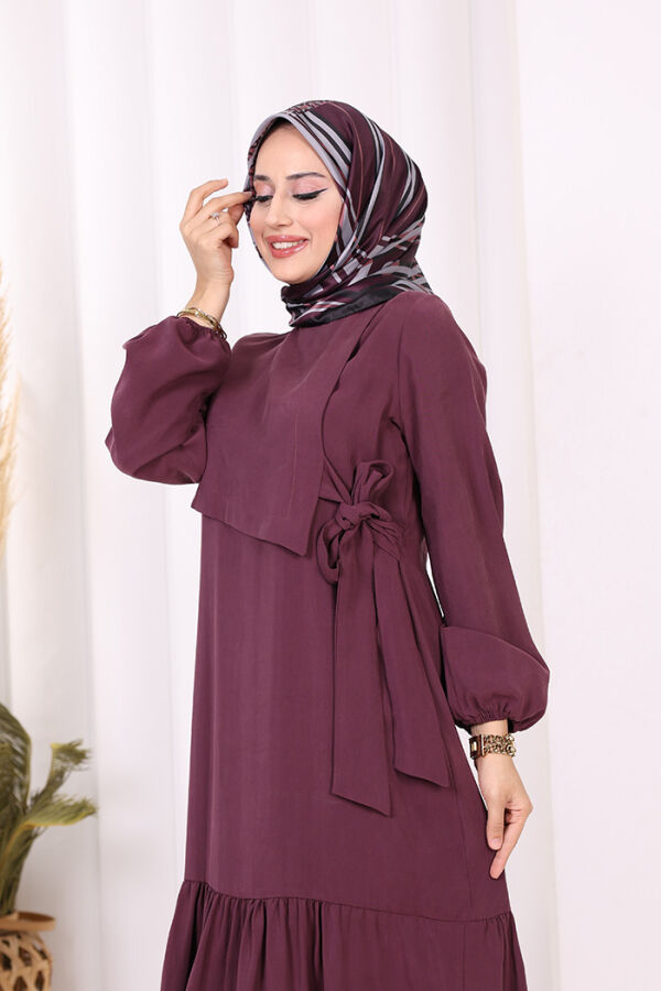 Bağlama Detaylı Elbise 3974 Bordo - 4