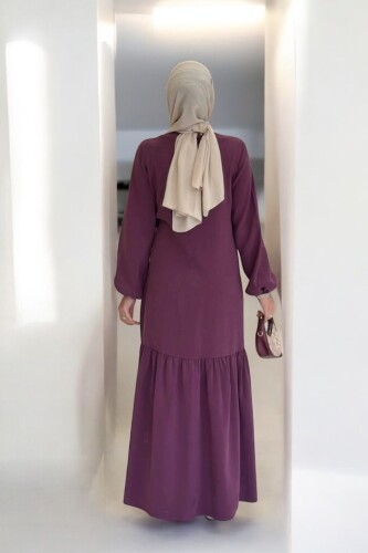 Bağlama Detaylı Elbise 3974 Bordo - 2
