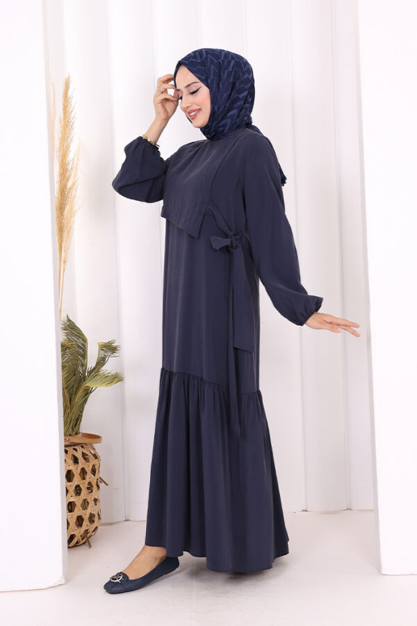 Bağlama Detaylı Elbise 3974 Lacivert - 3