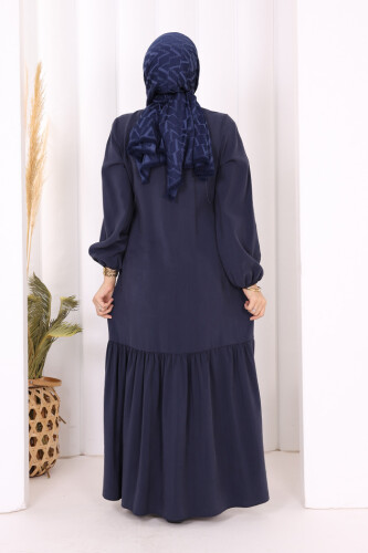 Bağlama Detaylı Elbise 3974 Lacivert - 4