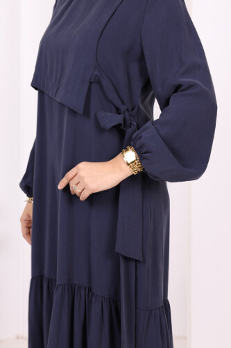 Bağlama Detaylı Elbise 3974 Lacivert - 6