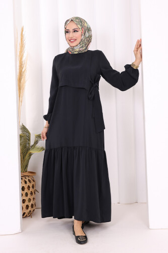 Bağlama Detaylı Elbise 3974 Siyah 