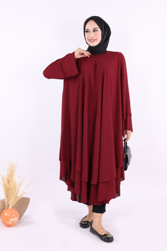 Kat Detaylı Tunik 3988 Bordo - Bym Fashion