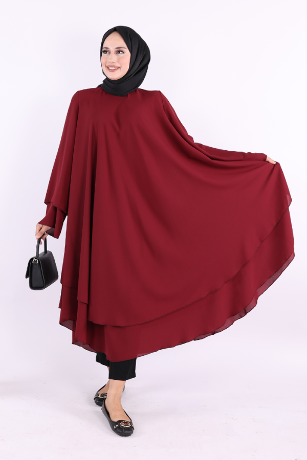 Kat Detaylı Tunik 3988 Bordo - 3