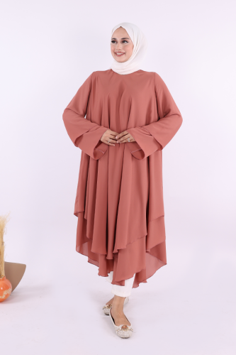 Kat Detaylı Tunik 3988 Gül Kurusu 