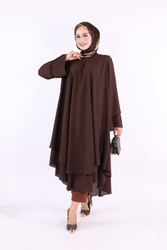 Kat Detaylı Tunik 3988 Kahverengi - Bym Fashion