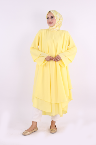 Kat Detaylı Tunik 3988 Sarı - Bym Fashion