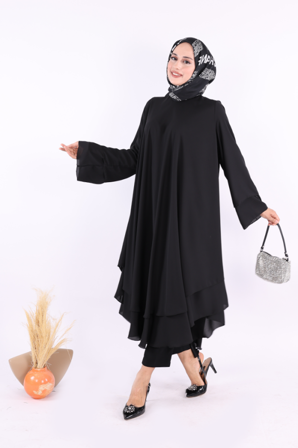 Kat Detaylı Tunik 3988 Siyah - 2