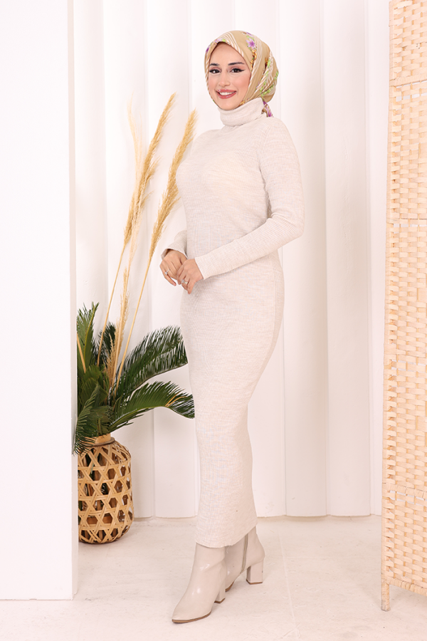 4100 Fischer Cordkleid Stein - 3