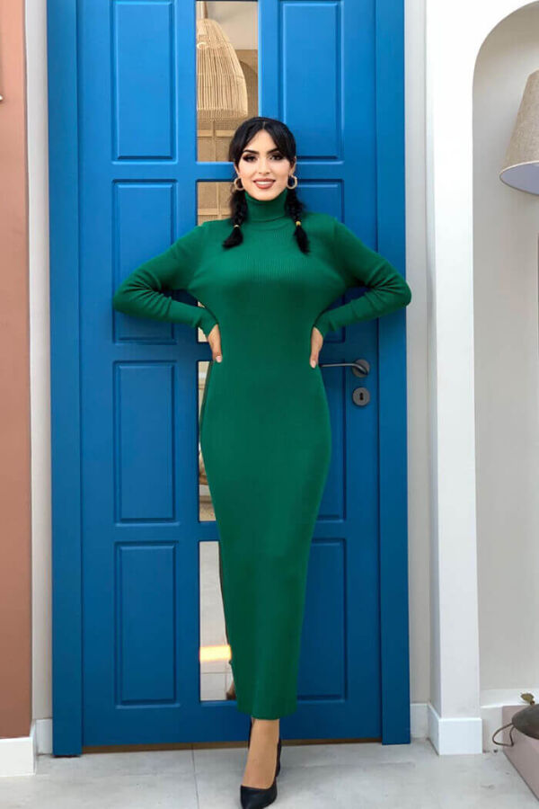 4100 Fisherman Corduroy Dress Emerald - 2