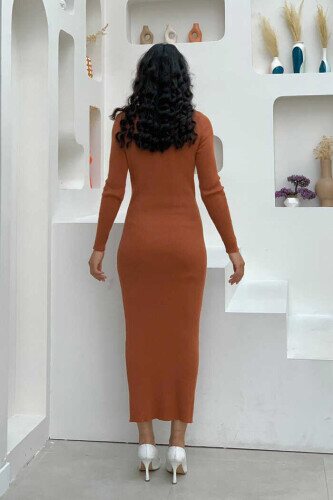 Turtleneck Corduroy Knit Dress 4100 Tile - 5
