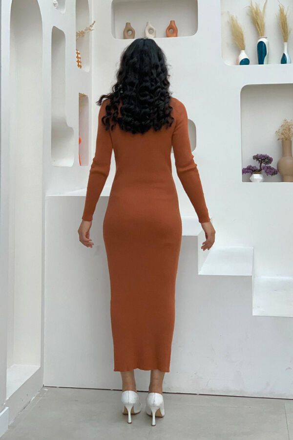 Turtleneck Corduroy Knit Dress 4100 Tile - 6
