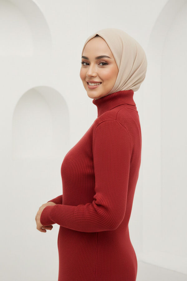 Balıkçı Yaka Düz Model Triko Kazak 4138 Bordo - 2