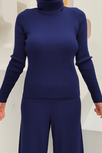 Balıkçı Yaka Düz Model Triko Kazak 4138 Lacivert - 3
