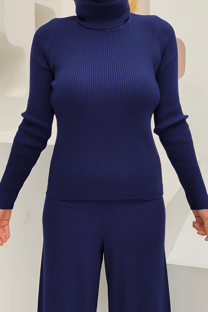 Balıkçı Yaka Düz Model Triko Kazak 4138 Lacivert - 3