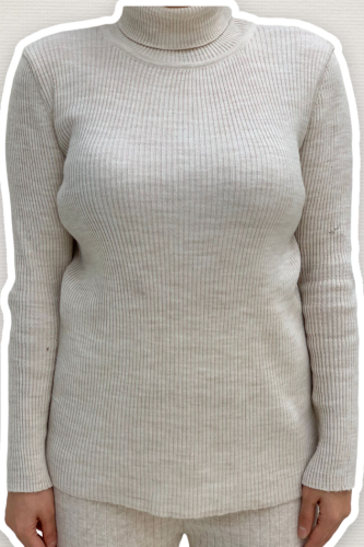 Balıkçı Yaka Düz Model Triko Kazak 4138 Taş 