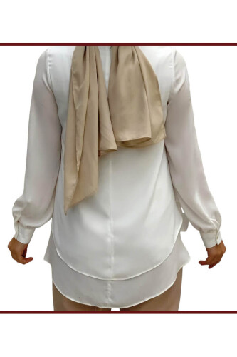 5148-1 Plus Size Layered Chiffon Blouse Ecru - 6