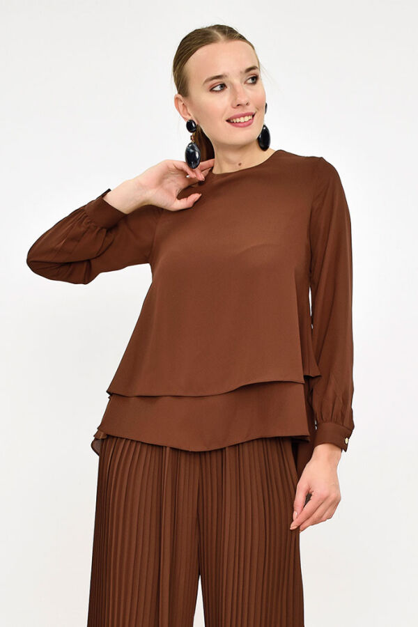 5148 Floor Chiffon Blouse Brown - 5