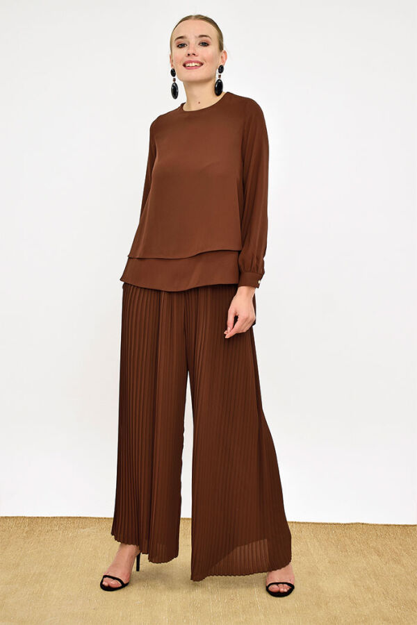 5148 Floor Chiffon Blouse Brown - 6
