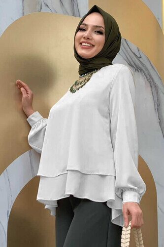 5148 بلوزة شيفون أرضية بيج فاتح 