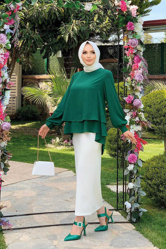 Emerald green sales chiffon blouse
