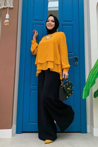 5148 Boden-Chiffon-Bluse Senf 