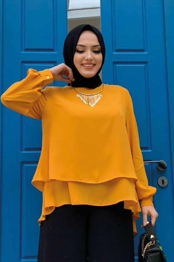 5148 Floor Chiffon Blouse Mustard - 5