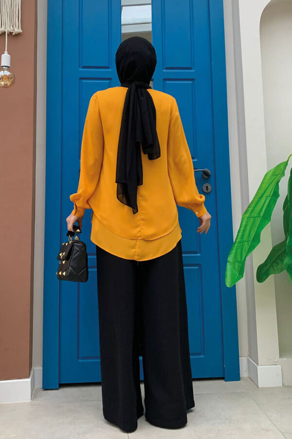 5148 Floor Chiffon Blouse Mustard - 6
