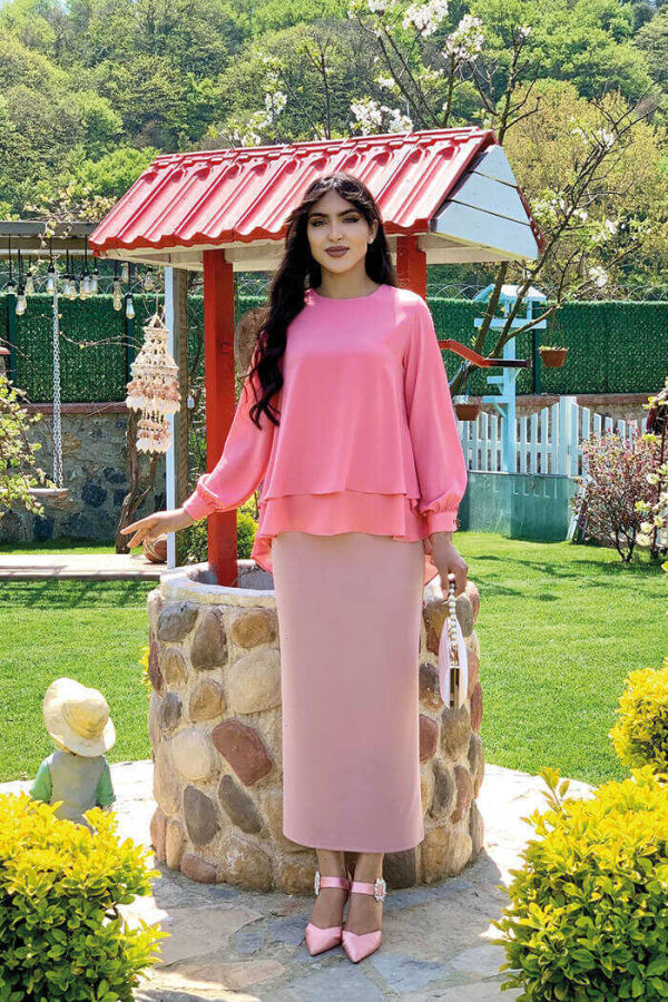 5148 Lagen-Chiffon-Bluse Granatapfelblüte - 2