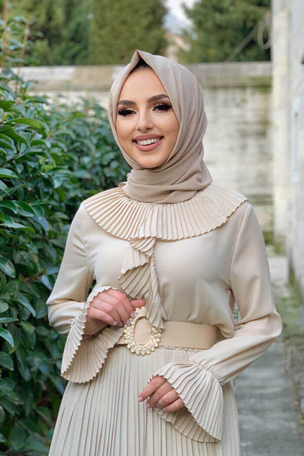 قميص قصير مكشكش بطيات 5293 حجر - 1