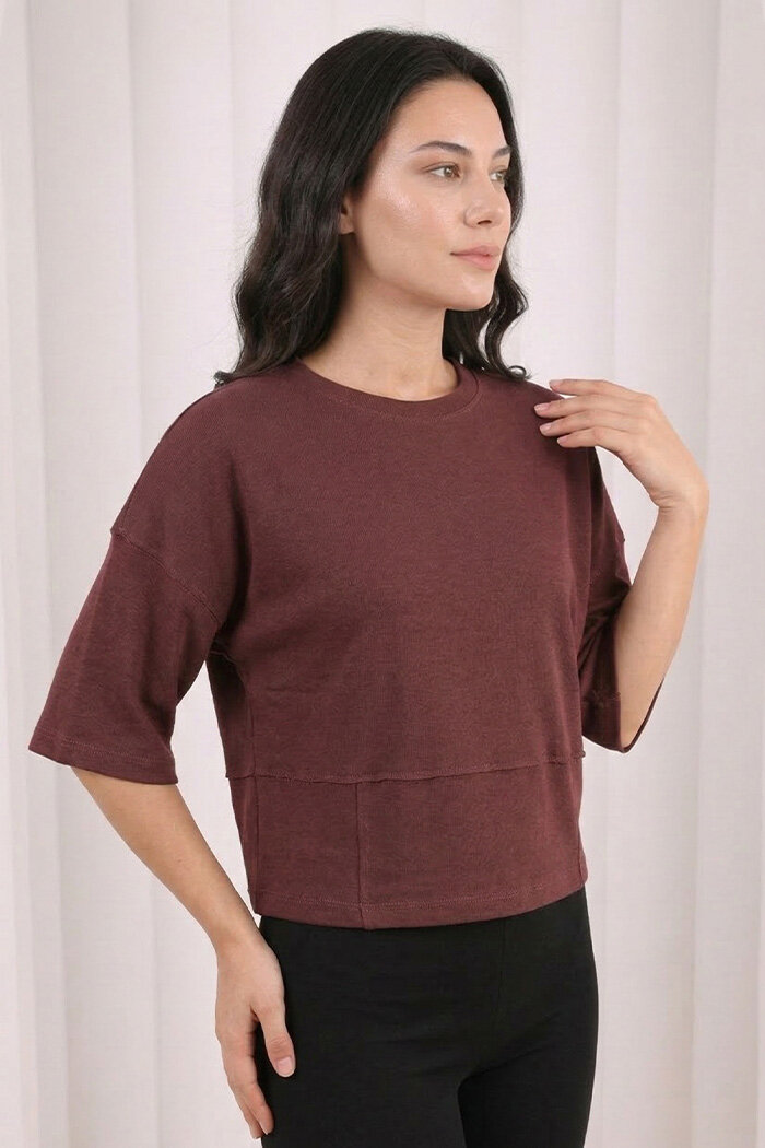 5500 bel oturtmalı  T-Shirt Kahverengi - 2